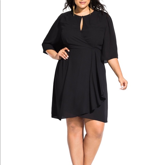 City Chic Dresses & Skirts - City Chic Plus Faux Wrap Dress with keyhole. Black. Size 20